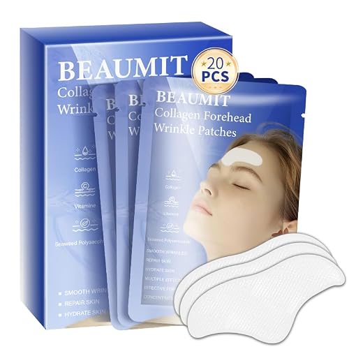 Collagen Forehead Wrinkle Patches, Anti-Wrinkle Collagen Patches with Seaweed Polysaccharide & Glycerin, Deep Hydration & Firming 1 Count Pack of 20