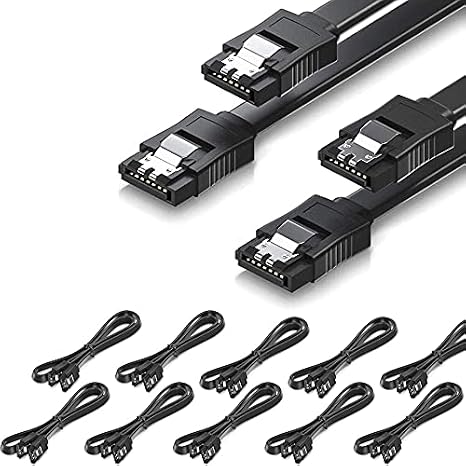 SATA Cable III 10 Pack 6Gbps Straight HDD SDD Data Cable with Locking Latch 16 Inch(40cm) for SATA HDD, SSD, CD Driver, CD Writer