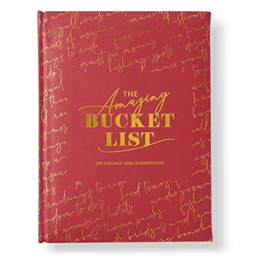 Amazing Travel Bucket List Journal for Travelers, Undated Notebook Diary, Planner - Red Vegan Leather