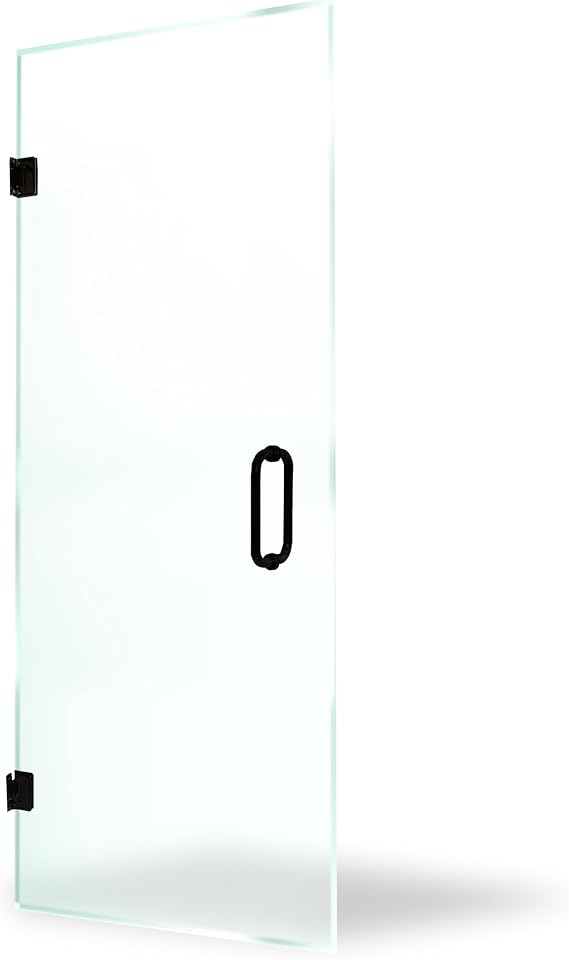 Custom Cut Frameless Glass Shower Door, 3/8'' (10mm) Thick Clear Tempered Glass with Mounting Hardware. (Swing Door) - Install Ready.