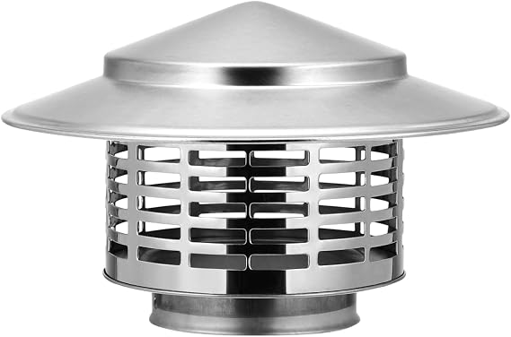 BESPORTBLE 3inch Stainless Steel Chimney Cap, Round Chimney Cover with Screen Tapered Top Cap Stove Topper for Outside Roof Fireplace Flue Vent Flue