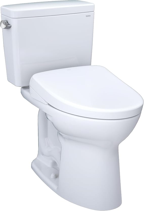 TOTO Drake WASHLET+ Two-Piece Elongated 1.28 GPF TORNADO FLUSH Toilet with S7A Contemporary Bidet Seat, Cotton White - MW7764736CEG#01