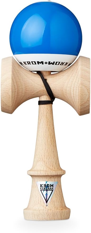 KROM - Kendama Toy POP LOL Dark Blue - High Wood Quality - Extra Strong - for Beginner and Pro - Gift Pack : Extra String + Stickers