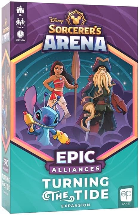 Disney Sorcerers Arena: Epic Alliances Turning The Tide Expansion | Featuring Davy Jones, Moana, and Stitch | Officially-Licensed Disney Strategy & Family Board Game