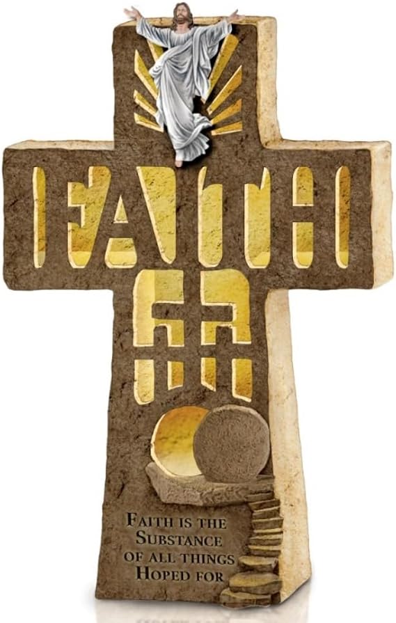 The Bradford Exchange Words of Faith Cross Illuminated Religious Sculpture 9.25-inches