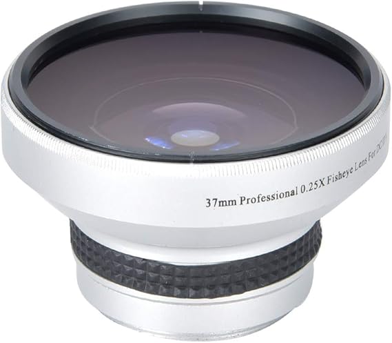 Fish Eye Lens Phone, 37mm 0.25X Super Fisheye Lens, Silver Strong Applicability Additional Lens for 37mm Caliber Camera Lenses