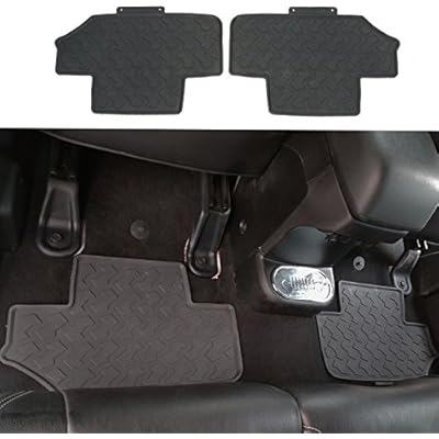 Hooke Road Wrangler Floor Mats, Rubber All Terrain Rear Row Liner Carpets for 2007-2018 Jeep JK Wrangler 2-Door