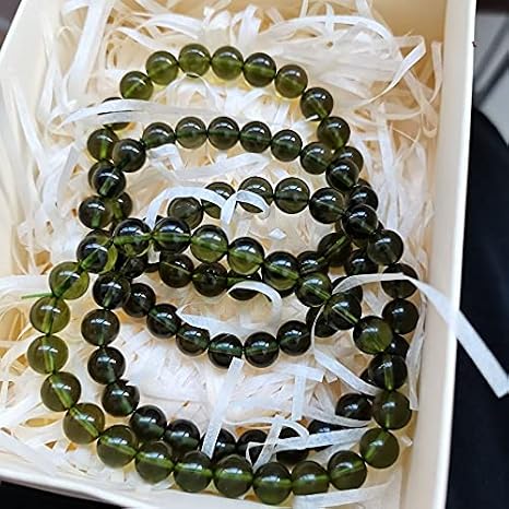1pcs Natural Moldavite Green aerolites Czech Crystal Stone Raw Stone Grinding 8mm Bead Meteorite Bracelet,54wSBOTTON