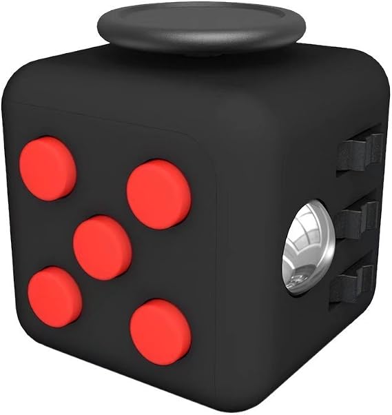 Fidget Cube Dice Cube Stress Relief Cube 6 in 1 Relief Fidget Toy Toy Mood Change Gift Black+Red