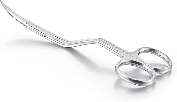 Therwen 6" Bent Handle Curved Embroidery Scissor,Applique Scissor, Silver