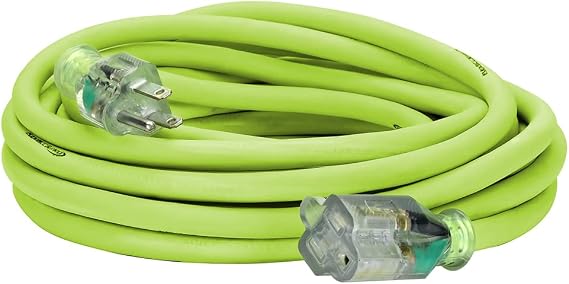 Flexzilla Pro Extension Cord, 12/3 AWG SJTW, 25 ft., Lighted Plug, Indoor/Outdoor, ZillaGreen - FZ512825