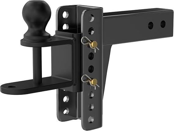 3-in-1 ATV/UTV Adjustable Trailer Hitch Towing Ball Mounts - Fits 2'' Receiver, 6 Inch Drop/Rise Drop, 2" Ball Hitch Rated 2000 LBS, Winch Strap Loop Rated 5000 LBS
