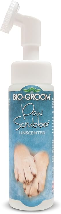 Bio-Groom Paw Wash & Scrubber Brush, No Rinse Pet Paw Cleaner - 8 Fl Oz | Safe for Cats & Dogs, Gently Cleans Dry & Sensitive Feet, Waterless Application, Natural Rich Foam, Made in USA