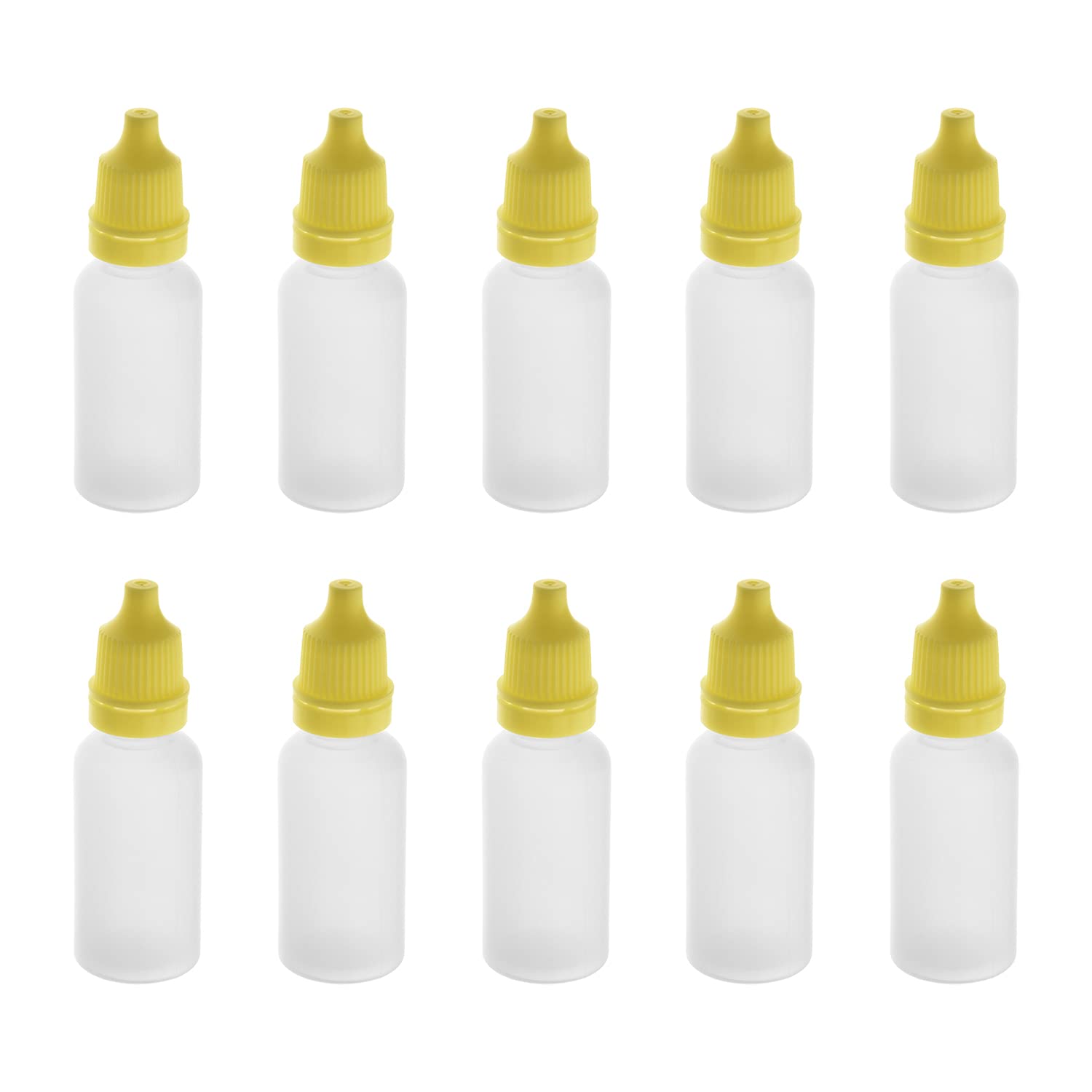 Bettomshin 50Pcs 15ml PE Plastic Dropping Bottles, Thin Mouth Vial of Squeezable Liquid Eye Liquid Dropper, Liquid Sample Seal Storage Bottle with Yellow Cap