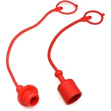 Hydraulic Coupler Dust Cap Plug Set 1 inch ISO-B,CEKER Hydraulic Dust Covers Male Female Quick Connects Fittings,Red Cap with Retention Ring Keeps Cap Attached to Hose 1Pack