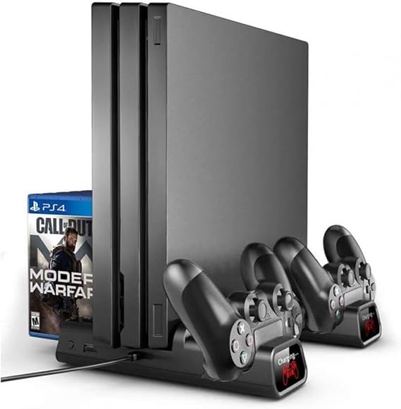 PS4 Pro ve Slim İçin Fanlı Dikey Soğutucu ve Kol Şarj Edici Organizatör Stand TP4-882