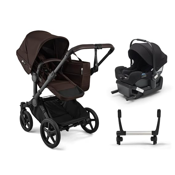 Bugaboo Donkey 6 Single-to-Double Stroller Travel System Bundle - Turtle Air Shield by Nuna Car Seat - Cocoa Brown