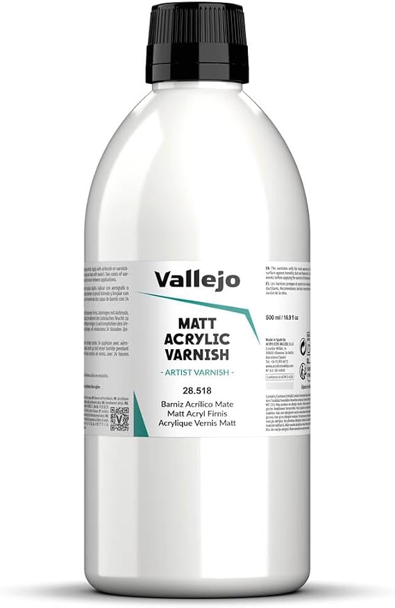 Vallejo - Permanent Acrylic Varnish | Glossy Finish 60 ml. (2.02 fl.oz.) | Extraordinary Hardness & Permanence | Scratch Resistant & Non-Yellowing | Outdoor and Indoor Surfaces