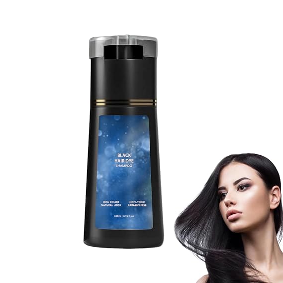 Black Hair Dye Shampoo, Hair Color Dye Shampoo, Hair Care Instant Dye Shampoo, Natural Hair Color Shampoo for Gray and White Coverage, Suitable for Women & Men (Black)