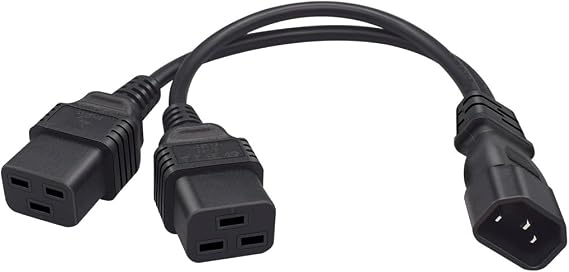 0.32M/1FT C14 to C19+C19 YSplitter Power Cord for PDU/UPS Server