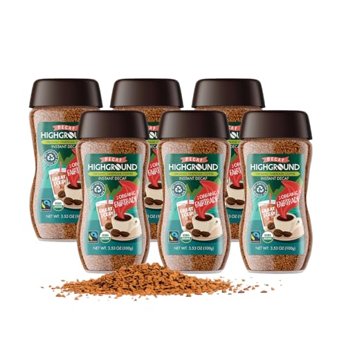 Highground Organic Decaf Instant Coffee, Vegan, 3.53 Ounces Pack Of 6