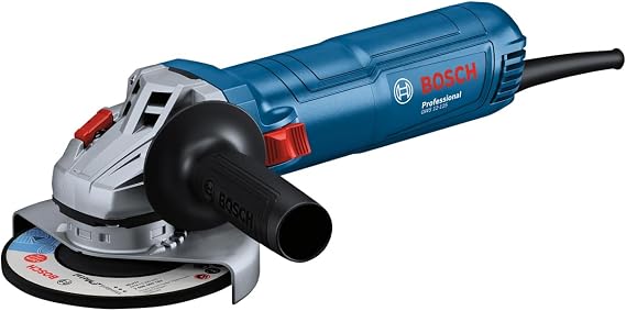 Bosch Professional Corded Angle Grinder GWS 12-125 (220-240 V, disc Ø: 125mm, Auxiliary Handle, incl. Protective Guard, Backing Flange, Locking nut, Two-Hole Spanner)