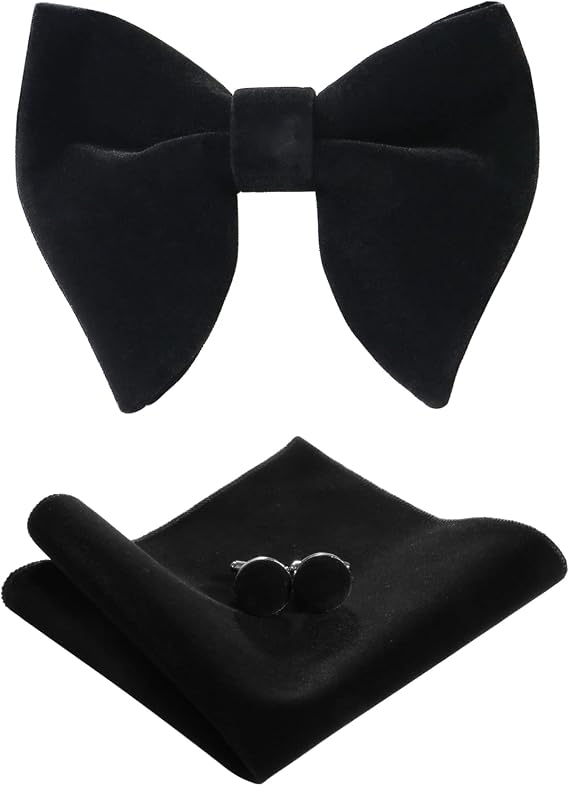 Velvet Bow Ties Set for Men, Pre-Tied Vintage Oversized Bow Ties