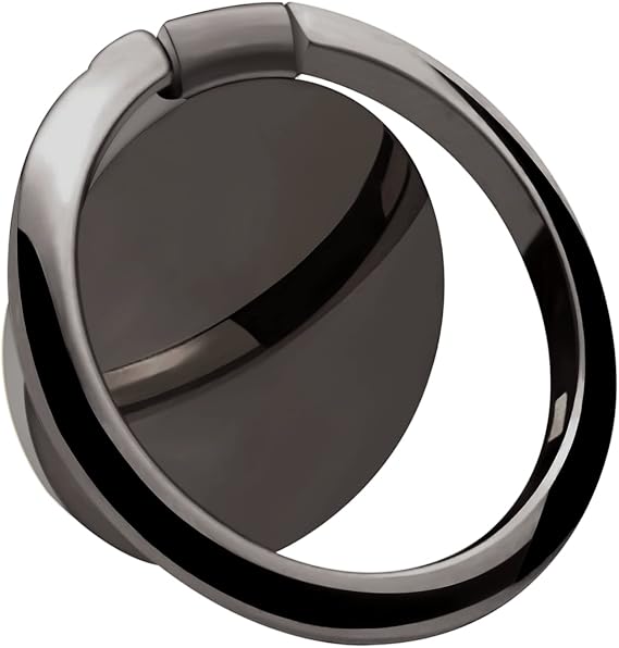 Metal Cell Phone Ring Holder Finger Ring Stand, 360 Degree Rotation Ring Kickstand Grip Holder for Magnetic Car Mount, Black