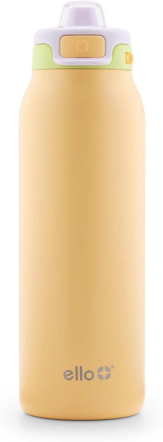 Ello Pop & Fill Insulated Stainless Steel Water Bottle with Quick Fill Lid, Leakproof Locking, Sip or Chug Spout, BPA-Free, Double Wall Vacuum Insulated for Sports, Travel & School- 22oz / 32oz / 40oz