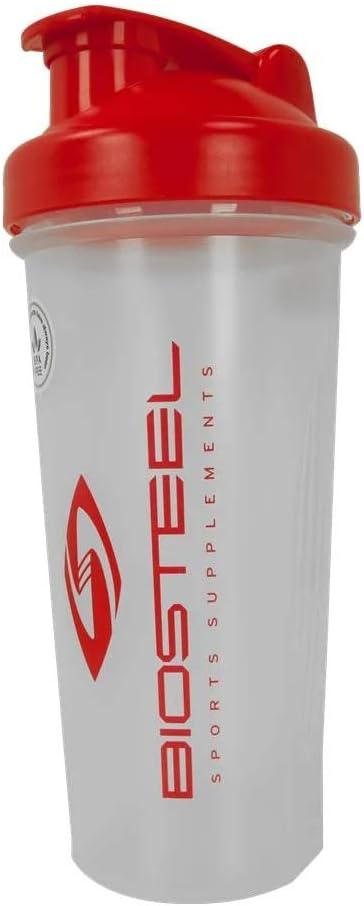 BioSteel Sports Drink Nutrition Protein Shaker Bottle 28 Oz Mixer Shaker Cup 800 ml Capacity with Turbo Strainer Leak Proof Gym Drinking Bottle Red
