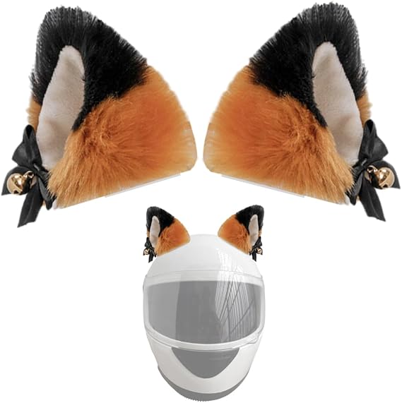 1 Pair Cute Cat Ears Helmet Decorations Helmet Accessories Plush Helmet Ears Helmet Horns Helmet Embellishments