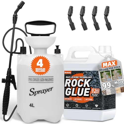 Rock Glue, 1Gallon Mulch Bond for Landscaping with Sprayer, Lasts Up to 2 Years, Strong Pebble Binder, Pea Gravel Binder for Garden, Pine Straw for Outdoor, Mulch Hold Pea Gravel Stabilizer