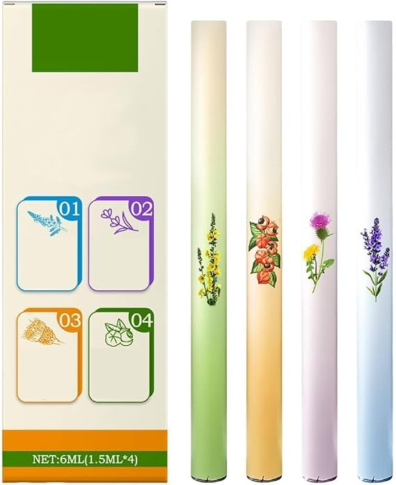 Herbal Diffuser Pen, Aromatherapy Inhaler Stick, Dual-Action Herbal Purifier Pens, Portable Vaporless Fum Inhaler for Cleanse,Breathing Aid & Oral Freshening, 4pcs/box (1box)