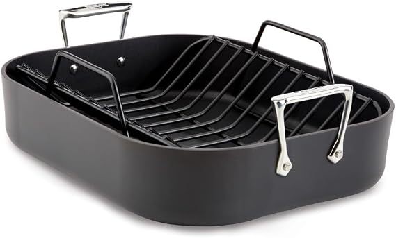 All-Clad 11644907136 E7649764 HA1 Hard Anodized Nonstick Dishwaher Safe PFOA Free Roaster Cookware, 13 16-Inch, Black, Aluminum