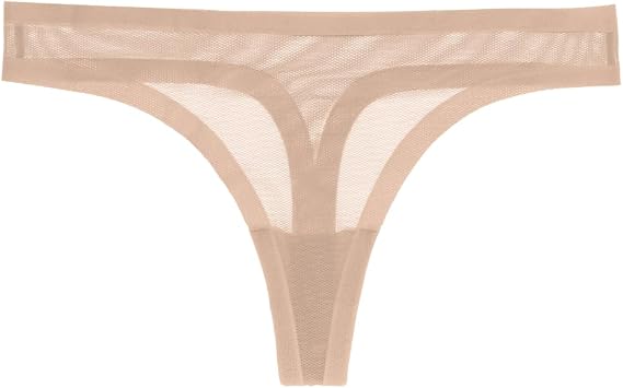 EBY Seamless Mesh Thong | Womens Underwear | Seamless Panty for Women Comfortable No Show Underwear, 3X Champagne