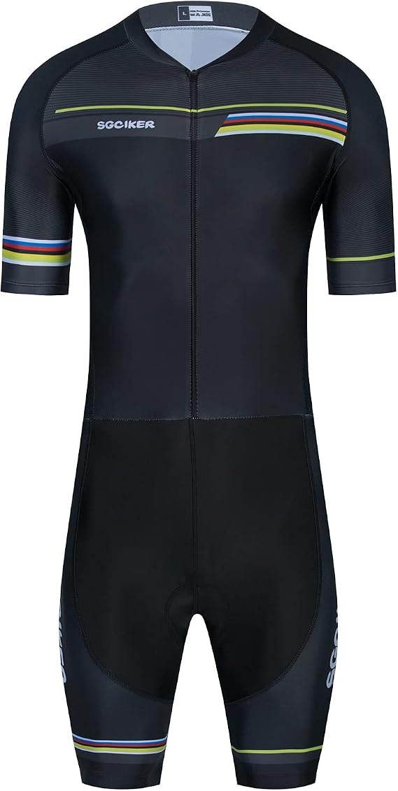 Men Trisuit,Road Cycling skinsuit,Black Short Sleeve Jumpsuit Triathlon Cloth