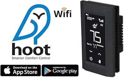 KING K902-B Hoot WiFi Line Voltage Smart Programmable Thermostat, 120208240V, Double Pole, 4-Wire, Black