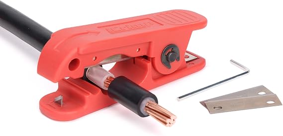 iCrimp Round Cable Stripper for AWG 12 to 4/0, Adjustable Wire Stripper | Cable Jacket Stripping Tool with 2 Spare Blade