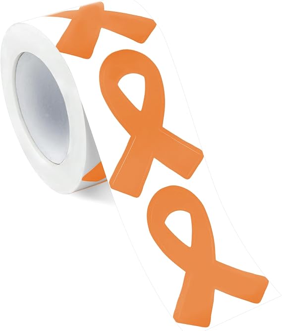Orange Ribbon Stickers 300PCS Leukemia Awareness Products for Leukemia Kidney Multiple Sclerosis Ms Adhd Uterine Cancer Awareness Orange Ribbon Kidney Cancer Awareness Products for Fundraising Support