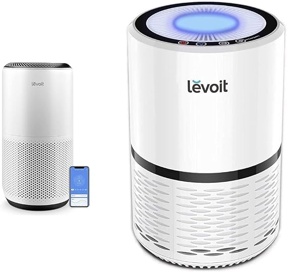 LEVOIT Air Purifiers for Home Large Room Up to 1980 Ft2 in 1 Hr With Air Quality Monitor, White & Air Purifiers for Home, H13 True HEPA Filter for Smoke, Dust and Pollen in Bedroom, 1 Pack, White