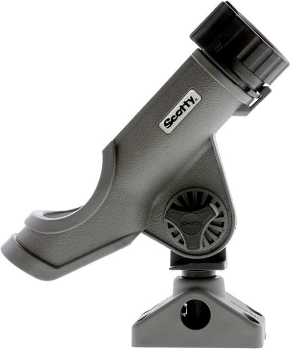 Scotty #230 Powerlock Rod Holder with #241 Side/Deck Mount, Adjustable Boat Fishing Rod Holder, Universal Cradle Design, Side or Deck Mount Installation, Marine-Grade Construction