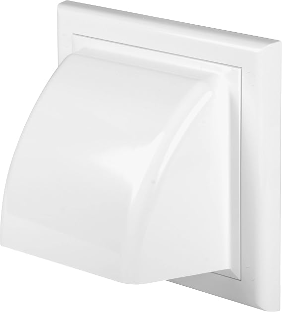Awenta 4 Inch Exhaust Hood Vent with Rain Cover - White ABS Plastic Wall Vent Cover - HVAC & Clothes Dryer Vent Cover Outside - Weatherproof Outdoor Exhaust Cap for Easy Install Ventilation Systems