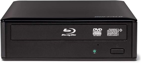 BUFFALO MediaStation Desktop 16x External Blu-ray Writer for PC with USB 3.0. TAA Compliant. Plays and Burns Blu-Rays, DVDs, and CDs.