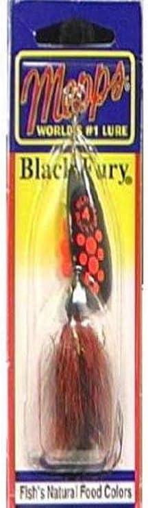 Mepp's Black Fury Dressed Treble Fishing Lure, 1/4-Ounce, Fluorescent Red Dot/Black Red Tail