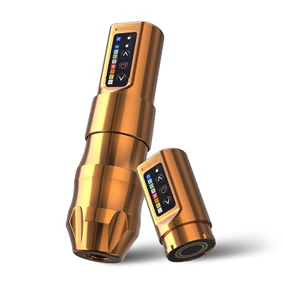 Moteng Wireless Tattoo Gun Rotary Cartridge Tattoo Gun with Extra 2000mAh Battery Power Coreless Motor Tattoo Equipment Supply for Professionals and Beginners Tattoo Artists,Gold Extra Battery