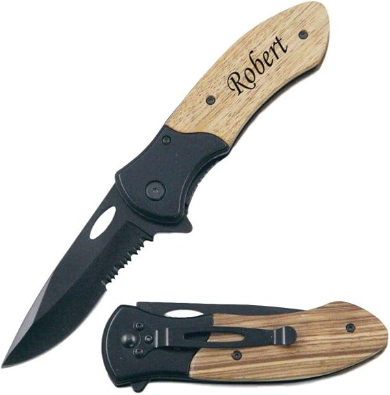 Free Engraving - Quality Wood Handle Multi-purpose Knife