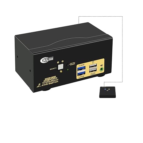 4K@60Hz 2 Port HDMI KVM Switch Triple Monitor with Audio, Cables and 2 USB 3.0 Hub for 2 Computers Sharing Keyboard Mouse, 3 Monitors and 2 Peripherals Devices Support Hotkey Switching