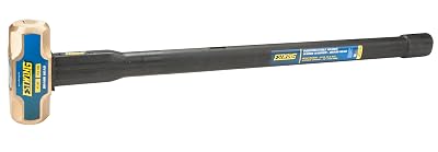 Estwing 8-Pound Brass Sledge Hammer for MetalworkingAutomotiveMining Use, Steel Locked Head, 30-Inch Indestructible Handle with Vulcanized Rubber Overlay, Reinforced Lanyard Hole