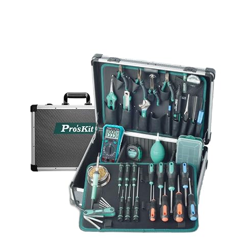 Pro'sKit Tools Solutions PK-1305N(H) Professional Engineer Repair Tool Set Aluminum Case Professional Engineer Repair Select Professional Tool Kit Brand-PK-1305N(H)