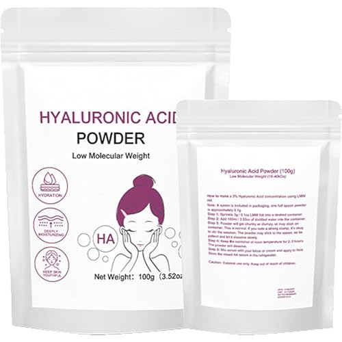Hyaluronic Acid Powder,100g3.52oz Hyaluronic Acid Powder for Skincare, DIY Facial Serum, Water Soluble Hydrating Ingredient for Skin Moisture